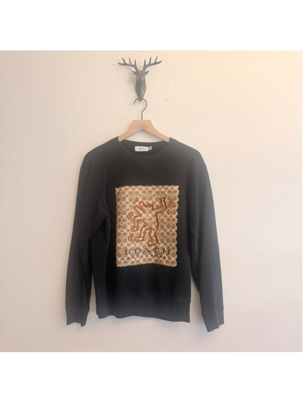 Men's Coach Keith Haring Sweatshirt Size Medium Black Beige